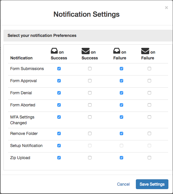 note settings